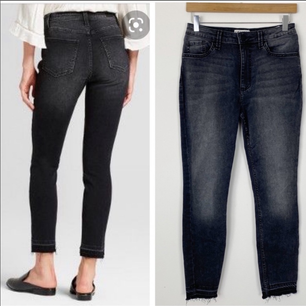 LEE Washed Black High Rise Raw Frayed Released Hem Skinny Jeans Size 6